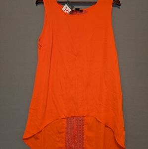 Primark red orange blouse with mesh detail
